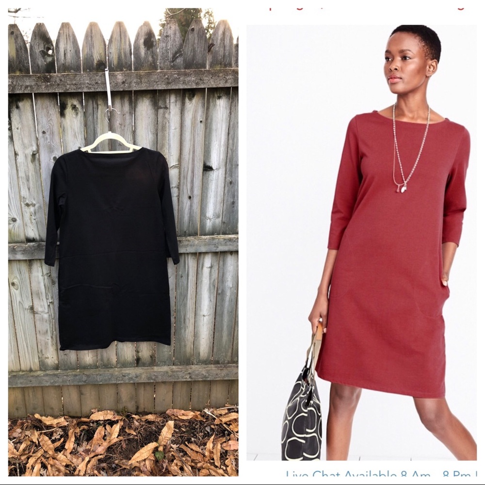 Garnet Hill Bateau Neck 3/4 sleeve dress black 4